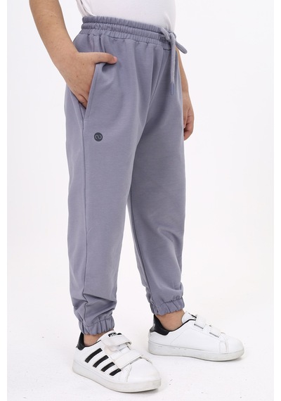 Toontoy Kids Toontoy Erkek Çocuk Baskılı Beli Paçası Lastikli Cepli Basic Jogger Eşofman Altı - 2 İplik Koyu Gri