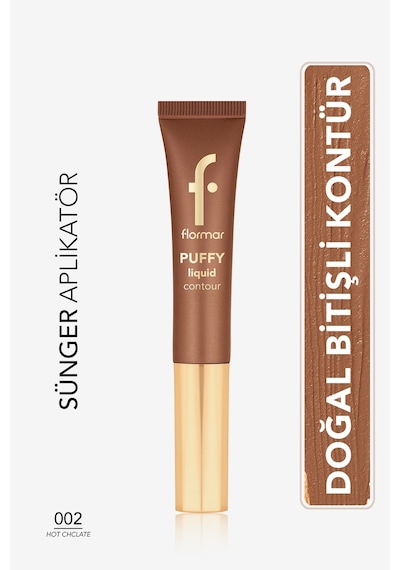 Flormar Puffy Liquid Hafif Yapılı & Sünger Aplikatörlü Yoğunluğu Ayarlanabilir Likit Kontür 002 Hot Chclate