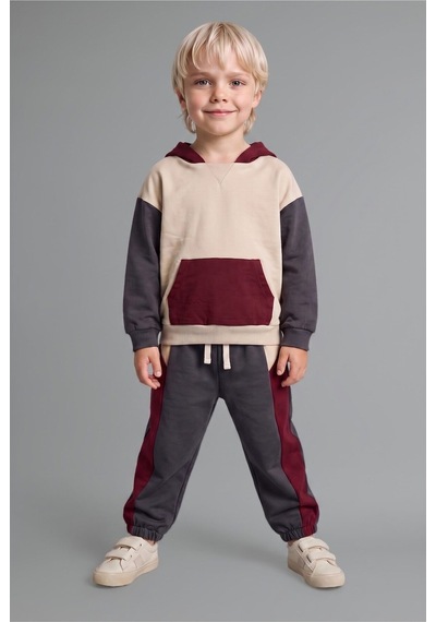 Defacto %100 Pamuk Etiket Baskılı İnce Sweatshirt Kumaşı 2li Takım Erkek Bebek F9452a526wnar202 Antrasit-ar202