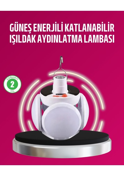 Solar Ve Usb Şarjlı Su Geçirmez Katlanabilir Led Lamba 27cm