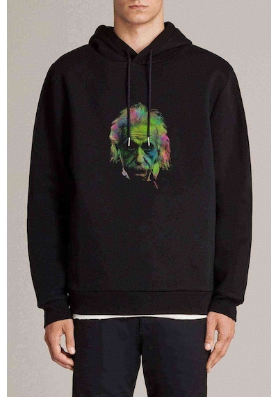 Albert Einstein Colors Baskılı Siyah Erkek Örme Sweatshirt (531010728)