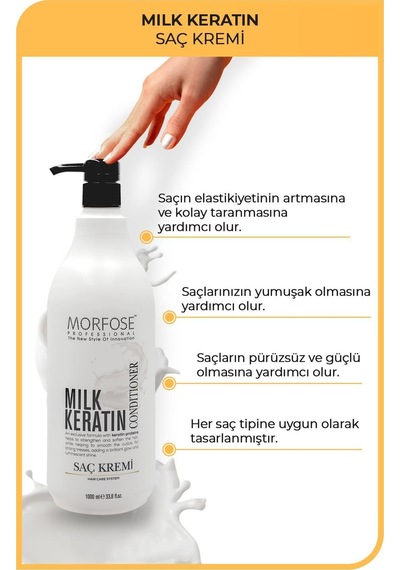 Morfose Milk Therapy Şampuan 1 L + Milk Keratin Saç Bakım Kremi 1 L