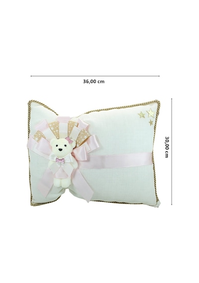 Süslebabypartystore Takı Yastığı, Keten Kumaş Pembe & Altın Gold - Pembe