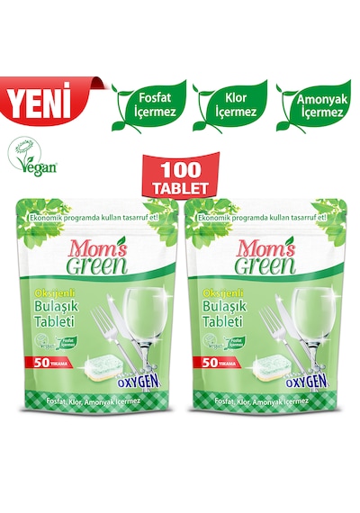 Mom's Green Oksijenli Ekolojik Bulaşık Makinesi Deterjanı 2 x 50 Tablet