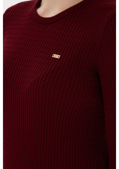 U.S. Polo Assn. Kadın Bordo Bisiklet Yaka Basic Kazak 50312922-VR014