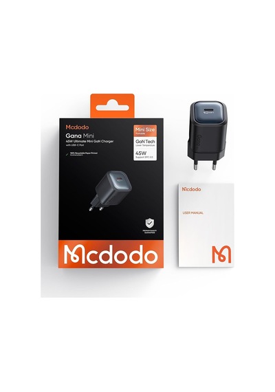 Ch-4391 Gan Serisi 45w Usb-c Mini Gan Hızlı Şarj Cihazı Siyah