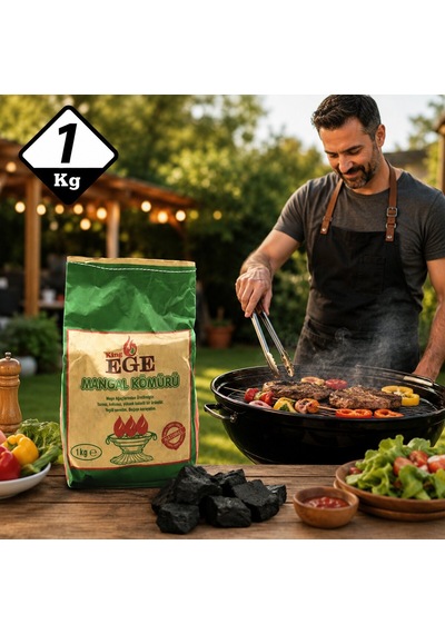 King Ege Mangal Kömürü 1 Kg - Çıra Hediyeli- 20'li Paket