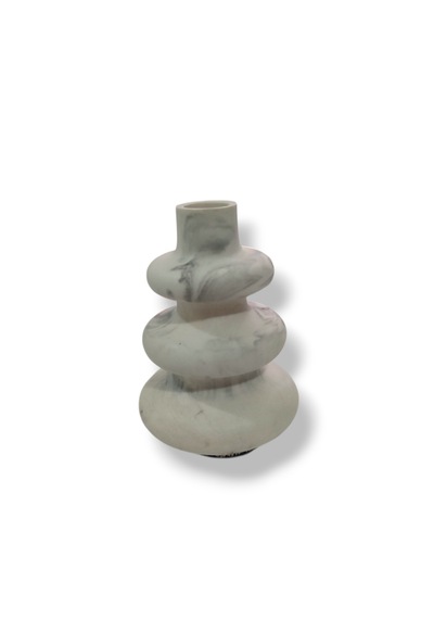 Mermer Desenli Denge Taşı Dekoratif Obje 10x6,5 Cm El Yapımı Siyah Beyaz