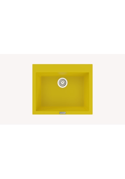 Polex Cristalüx Granit Evye P-X60 Sarı Tezgah Altı Ve Tezgah Üstü Kare Mutfak Evyesi 60x50 CM