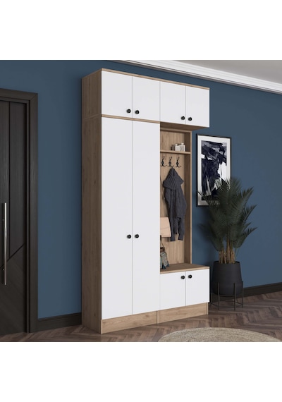 Rani Ea145 Modern Portmanto Askılı Ayakkabılık Vestiyer Sepet Ceviz - Beyaz Beyaz - Sepet Ceviz Rani Ea145 Modern Portmanto Askılı Ayakkabılık Vestiyer Sepet Ceviz - Beyaz Beyaz - Sepet Ceviz