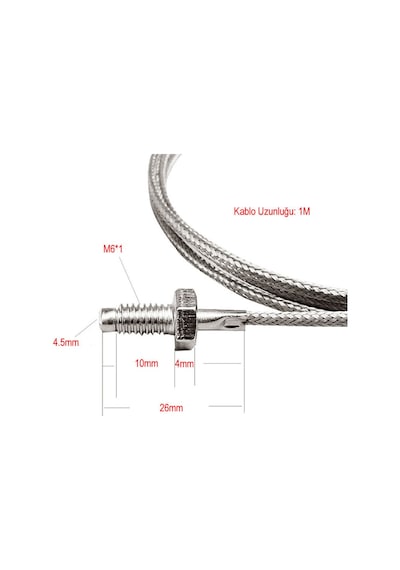 Alkatronik-K-Type Thermocouple 1 Metre Sıcaklık Isı Sensörü 0-800C 6Mm Dişli