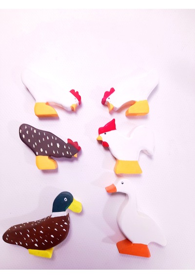 Woxwood Ahşap Çiftlik Kümes Hayvanları Oyuncak Seti- Montessori - Waldorf