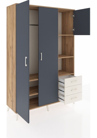 Hyperion Dolap 5 Raflı 3 Çekmeceli Tek Askılı 132x44x195 Çam-antrasit/aytaşı Antrasıt/aytası Hyperion Dolap 5 Raflı 3 Çekmeceli Tek Askılı 132x44x195 Çam-antrasit/aytaşı Antrasıt/aytası