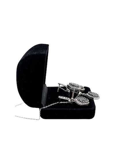 Oya Silver Siyah Oniks Taşlı Gümüş Set&takım 2
