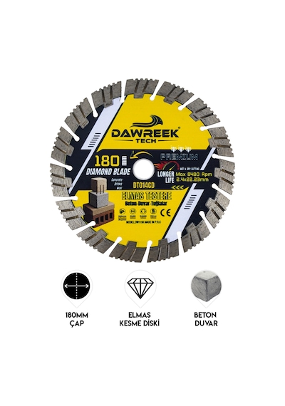 Dawreek Dt014cd 180mm Premium Segmentli Elmas Testere Beton-duvar-tuğla