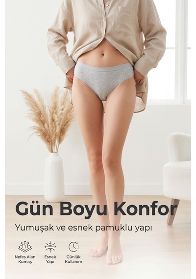 Hepsine Rakip 6'lı Tutku Kadın Pamuklu Bikini Külot Seti Nevra 0531 Çok Renkli