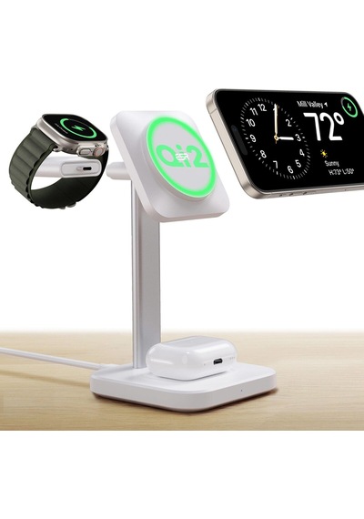 Halolock 3'ü 1 Arada, Magsafe, Qi2 Sertifikalı, 15w Şarj Adaptör, Kablosuz Şarj Seti