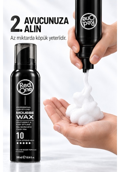 Redone Profesyonel Hair Styling Mousse Wax Ultra Strong Hold No:10 & Ultra Güçlü Tutuşlu Köpük Wax 300 Ml