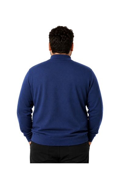 Battalmoda Erkek Büyük Beden İndigo Yarım Balıkçı Pamuklu Kazak 3xl-4xl-5xl-6xl