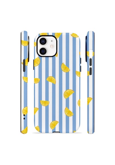 Apple iPhone Uyumlu 11 Vorian Çift Katmanlı Kılıf Lemon Confetti Blue