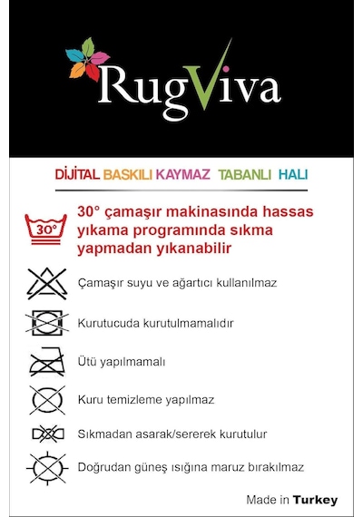 Rugviva Kaymaz Tabanlı Makinede Yıkanabilir Papağanlı Kesme Rulo Yolluk Ar467, Gri, 80 X 200 Diğer