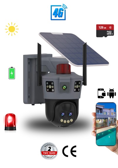 Güneş Panelli Sirenli 4g 360 10x Zoom Kamera