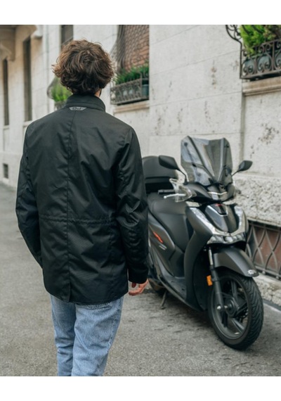Oj Stylish Man Motosiklet Uzun Parka Mont Siyah