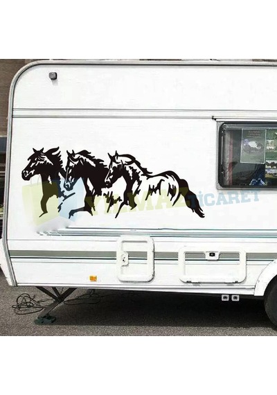 Karavan Çekme Koşan At Oto Sticker Yapıştırma Modifiye Etiket