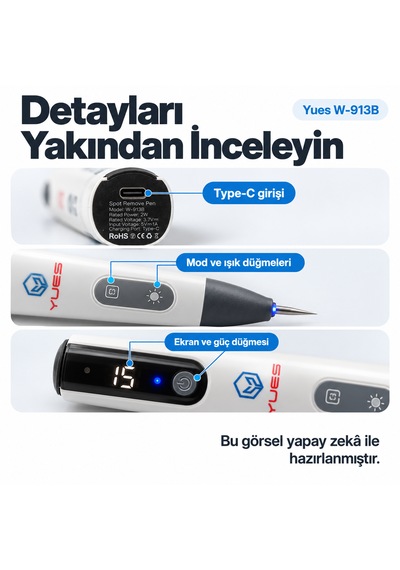 Yues W-913b Ben Alma Kalemi 15 Kademeli Type-c Şarjlı