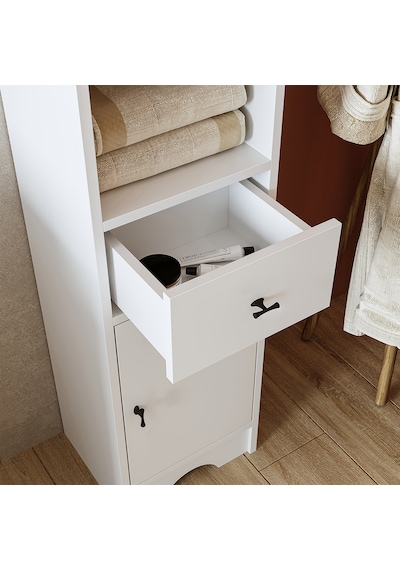Lavabolu Mdf 80 Cm Çekmeceli Banyo Dolabı + Aynalı Üst Dlp Atlantik Çam - Beyaz Lavabolu Mdf 80 Cm Çekmeceli Banyo Dolabı + Aynalı Üst Dlp Atlantik Çam - Beyaz