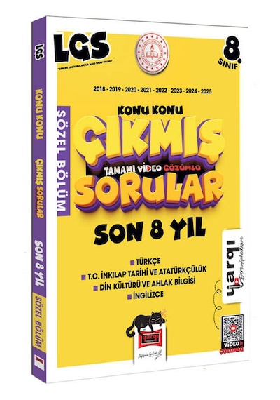 Yargı Ders Arkadaşım 8.sınıf Lgs 2018-2025 Konu Konu Son 8 Yıl Çıkmış Sorular Sözel Bölüm