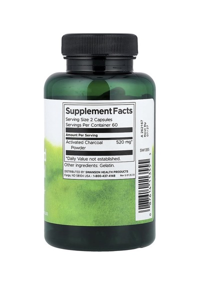 Swanson Vitamins, Activated Charcoal, 260 Mg, 120 Capsules