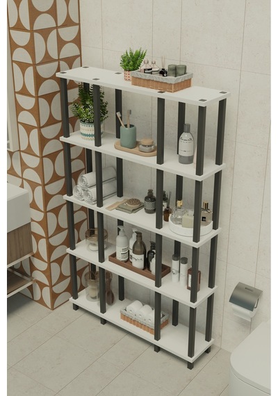 Ravina 5 Katlı Banyo Düzenleyici Çok Raflı Banyo Organizeri Çok Amaçlı Banyo Düzenleyici - Beyaz Beyaz