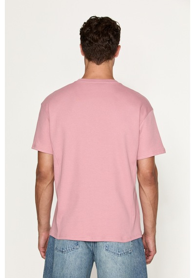 Grimelange Studıo Erkek Organik Pamuklu Biyeli Kısa Kollu Pembe T-shirt
