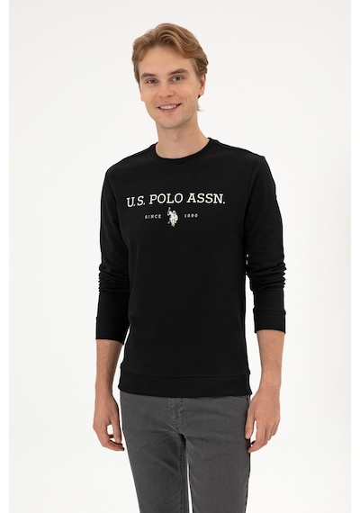 U.S. Polo Assn. Erkek Regular Fit Bisiklet Yaka Siyah İnce Basic Sweatshirt 50313743-VR046