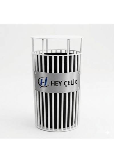 Park Ve Bahçe Çöp Kovası P&b-128 Dayanıklı Dış Mekan Çöp Kutusu Hey Çelik