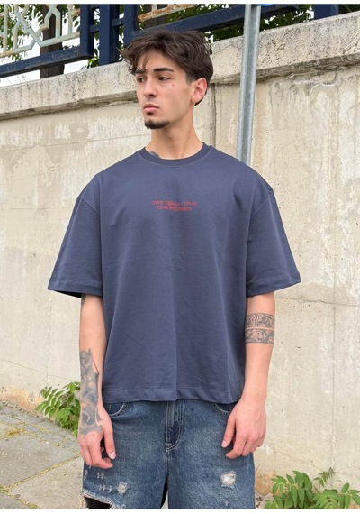 Zaee Back Baskılı Oversize Tişört Lacivert
