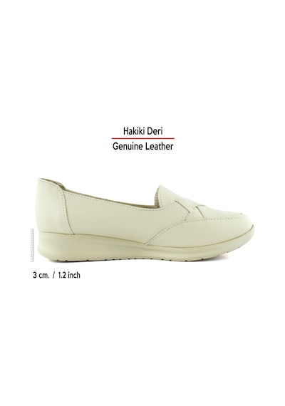 Erkan Saçmacı Mammina Bej Hakiki Deri Çapraz Bant Detaylı Slip-on Günlük Ayakkabı Bej