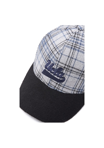 Ucla Jermaıne Bej Baseball Cap Ekoseli Kaşe Nakışlı Ve Metal Tokalı Standard Fit Unisex Şapka Bej