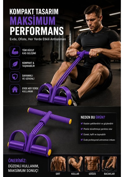 0 Lastikli Spor Aleti Body Trimmer Pilates Direnç Lastiği Karın Kol Bacak Ve Tüm Vücut Çalıştırıcı Pedallı Fitness Spor Aleti Yeni Nesil Mor