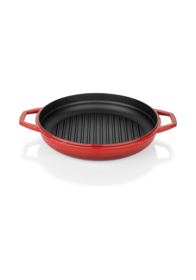 Schafer Guss Chef Döküm Yuvarlak Grill Tava Çift Kulplu 28cm-1 Parça Belirtilmemiş