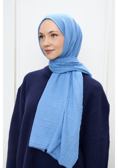 Deserto Fashion Müslin Şal-3627 Mavi
