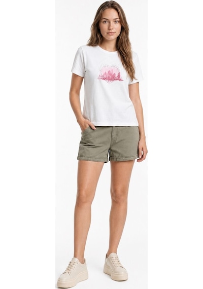 LOFT Boxy Fit Kadın Tshirt K.kol Off White Pink