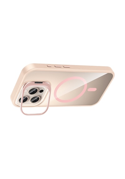 Apple iPhone Uyumlu 16 Pro Max Kılıf Standlı + Kamera Lens Koruma Setli M-safe Şarj Özellikli Mkst Derin Mor Derin Mor