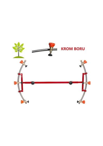 Tarım Garaj 3+3 Başlıklı Hilal Tip İlaçlama Makina Aparatı Krom Boru