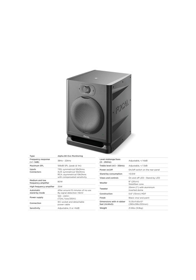 Focal Profesyonel Alpha 80 Evo Stüdyo Monitörler - Siyah