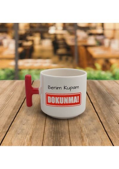Benim Kupam Dokunma Baskılı T Kupa Beyaz