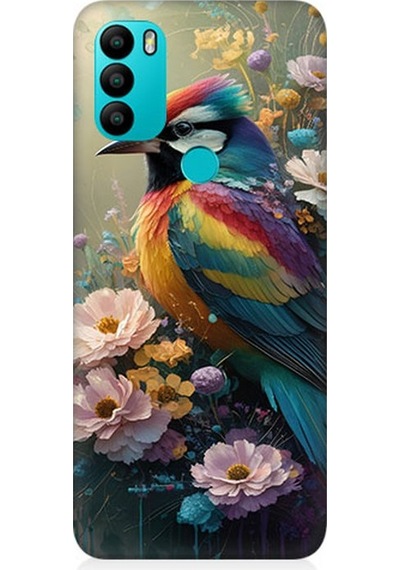 General Mobile Gm 21 Plus Uyumlu Çiçekler Arasında Kuş Desenli Silikon Kılıf Çok Renkli