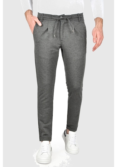 Deepsea Erkek Füme Beli Lastikli Slim Fit Likralı Duble Paça Penye Spor Pantolon 2502385 Füme