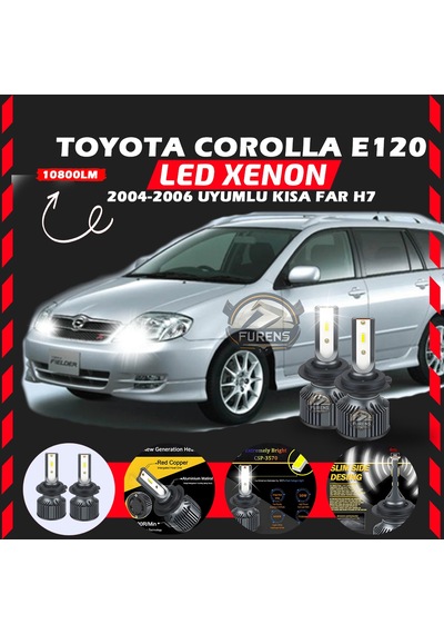 Toyota Corolla E120 2004-2006 Kısa Far Uyumlu Şimşek Etkili Led Xenon Premium Series H7